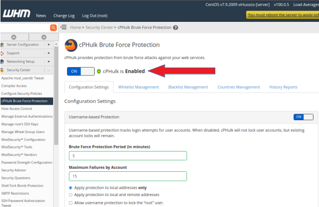 How To Enable / Disable Cphulk Brute Force Protection Via WHM Panel?