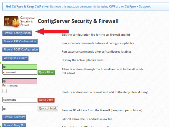 How To Open A Port In CSF Firewall Via CWP Panel ?